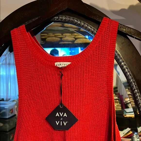 Ava & Viv Red Tank Top Sweater with Silver Accent - Picture 3 of 4